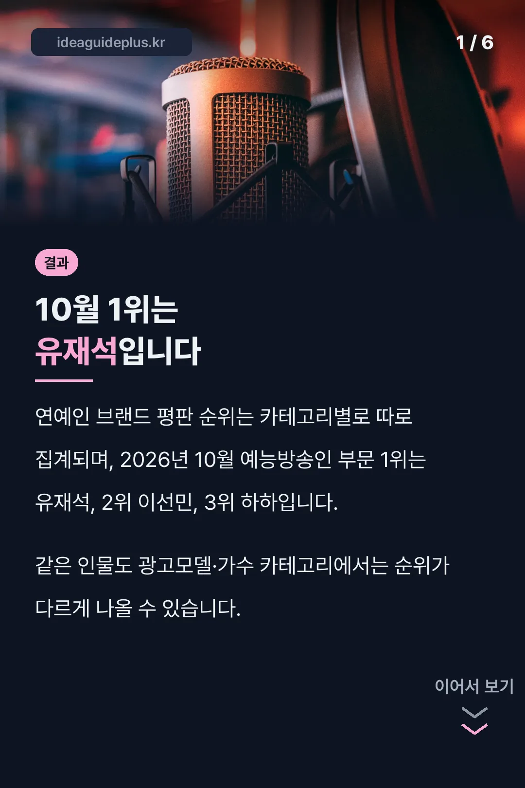 10월 1위 유재석