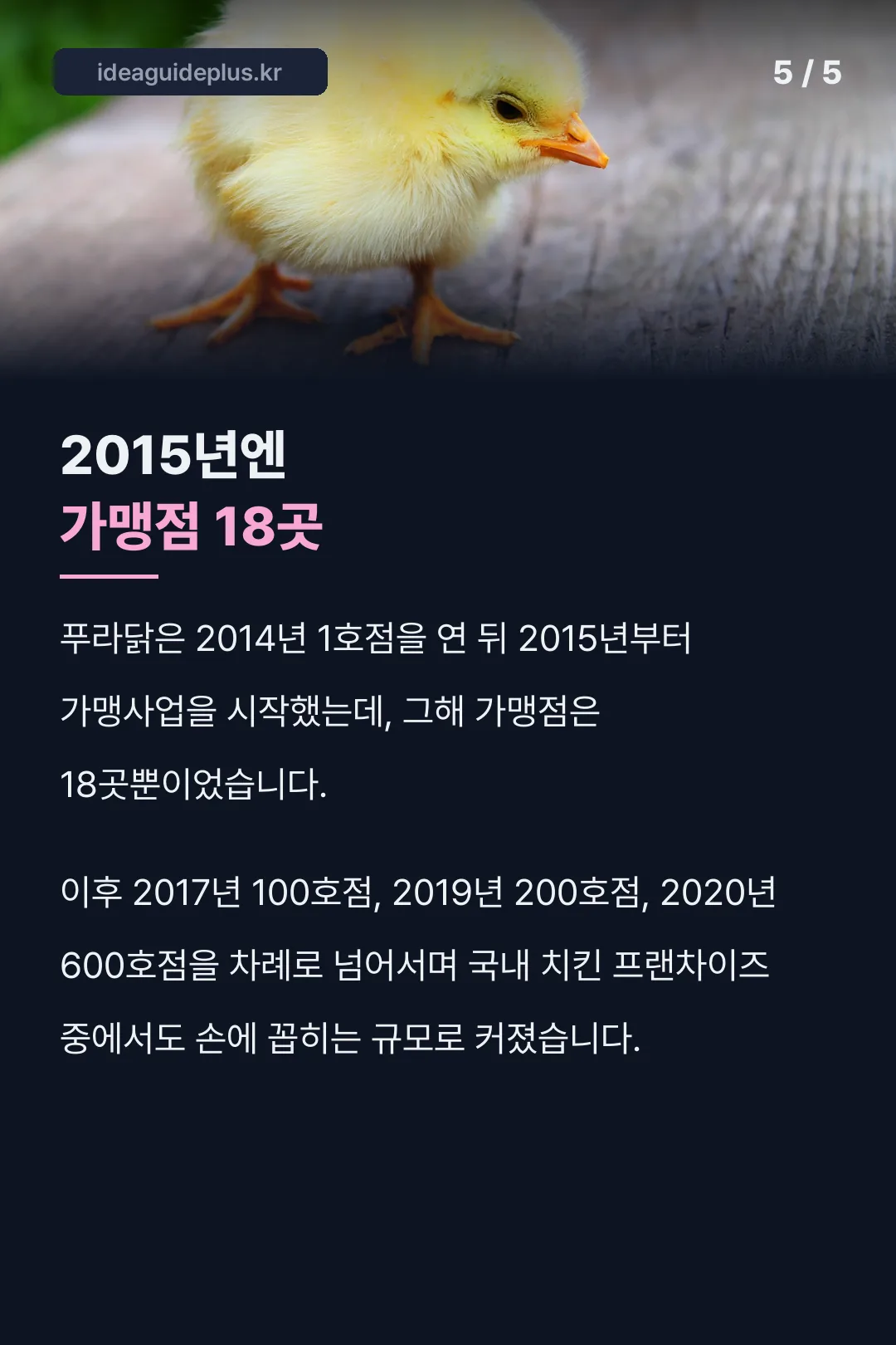2015년 가맹점 18곳에서 600호점까지
